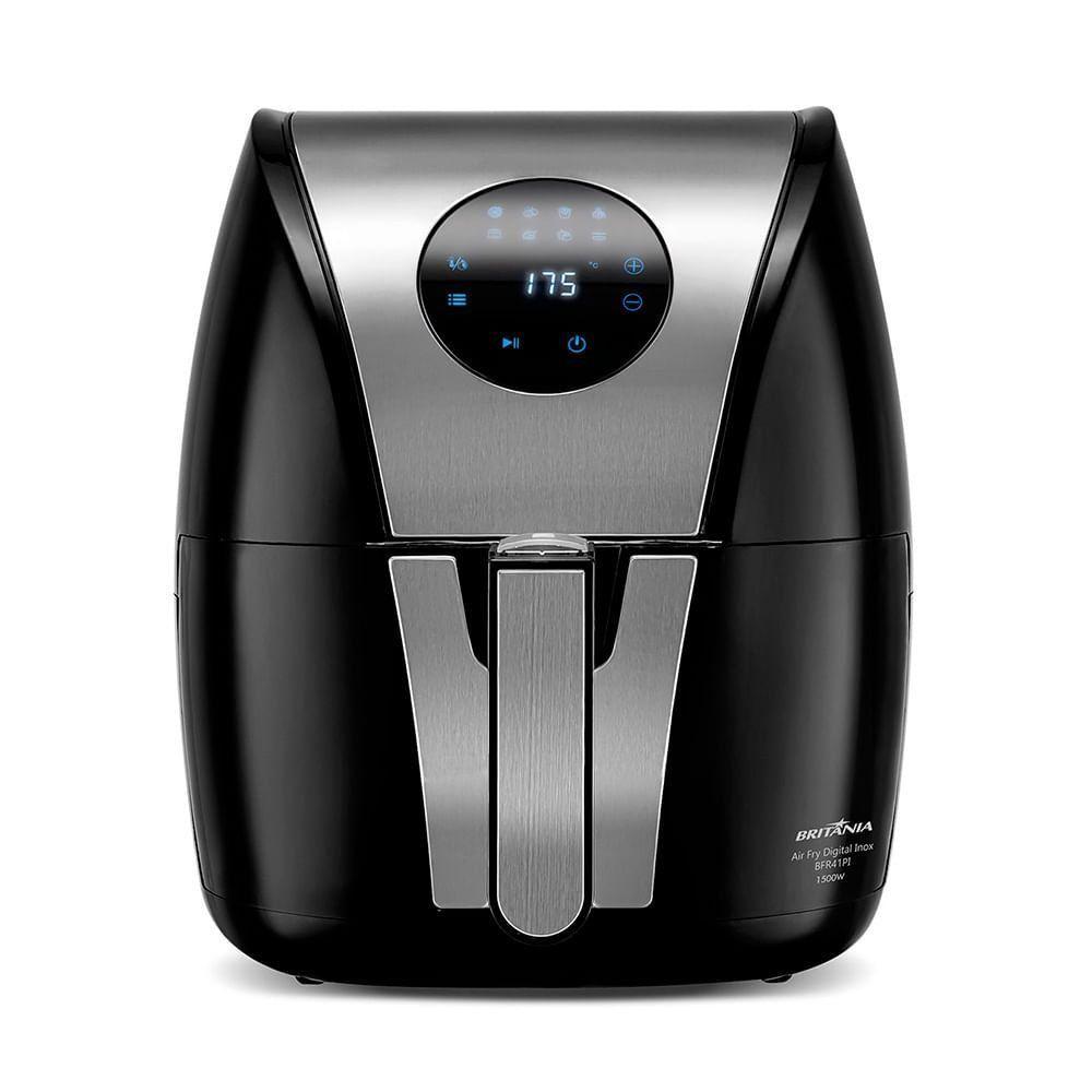 Miniatura Fritadeira Elétrica Britânia Air Fryer Digital Inox 5L BFR41PI Preta/Inox 220V