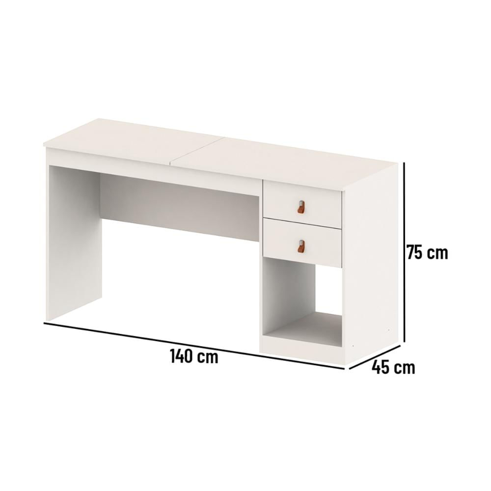 Miniatura Penteadeira com 1 Porta com Espelho e 2 Gavetas 140cm Multimóveis CR35266 Branco