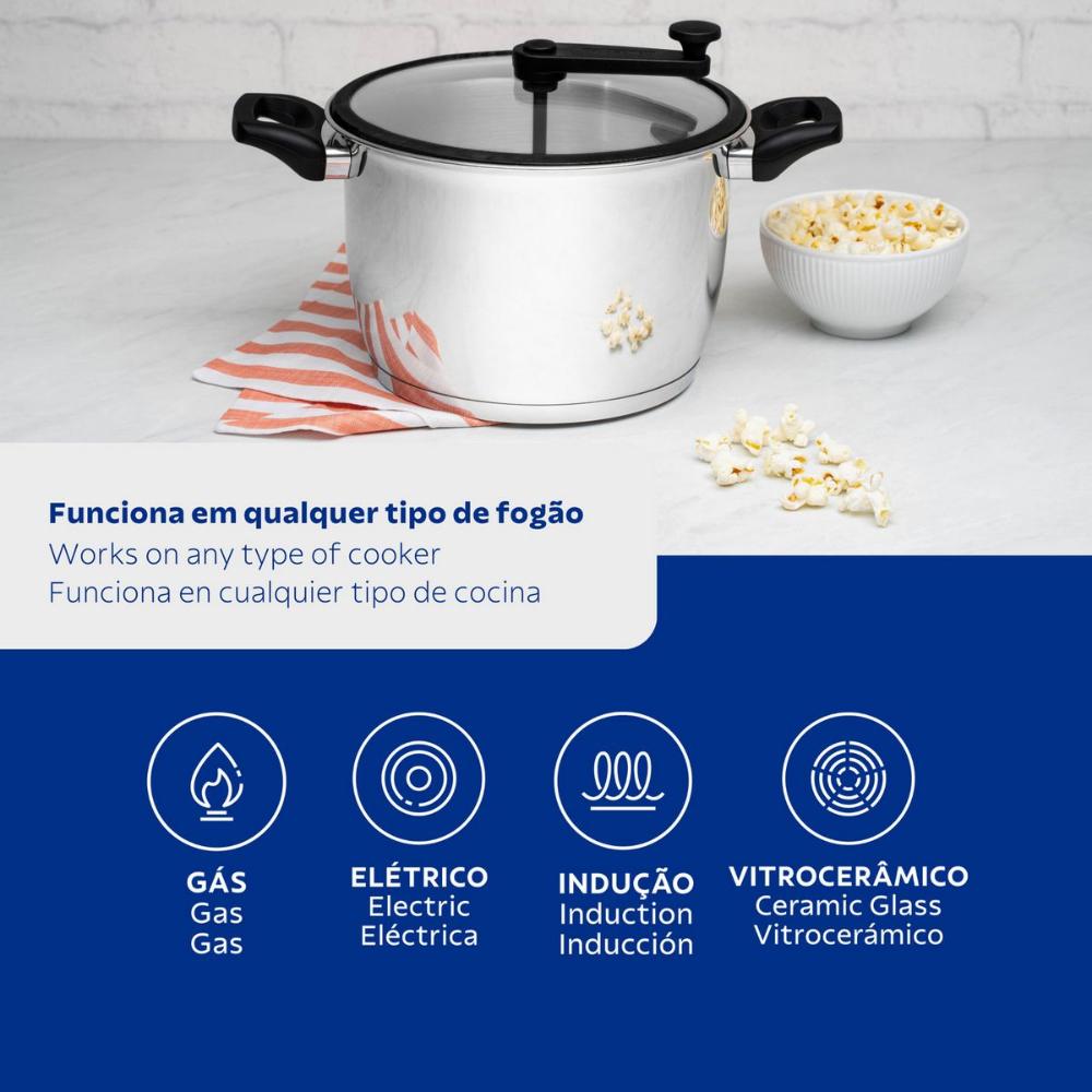 Pipoqueira Aço Inox Fundo Triplo Indução Allegra Tramontina
