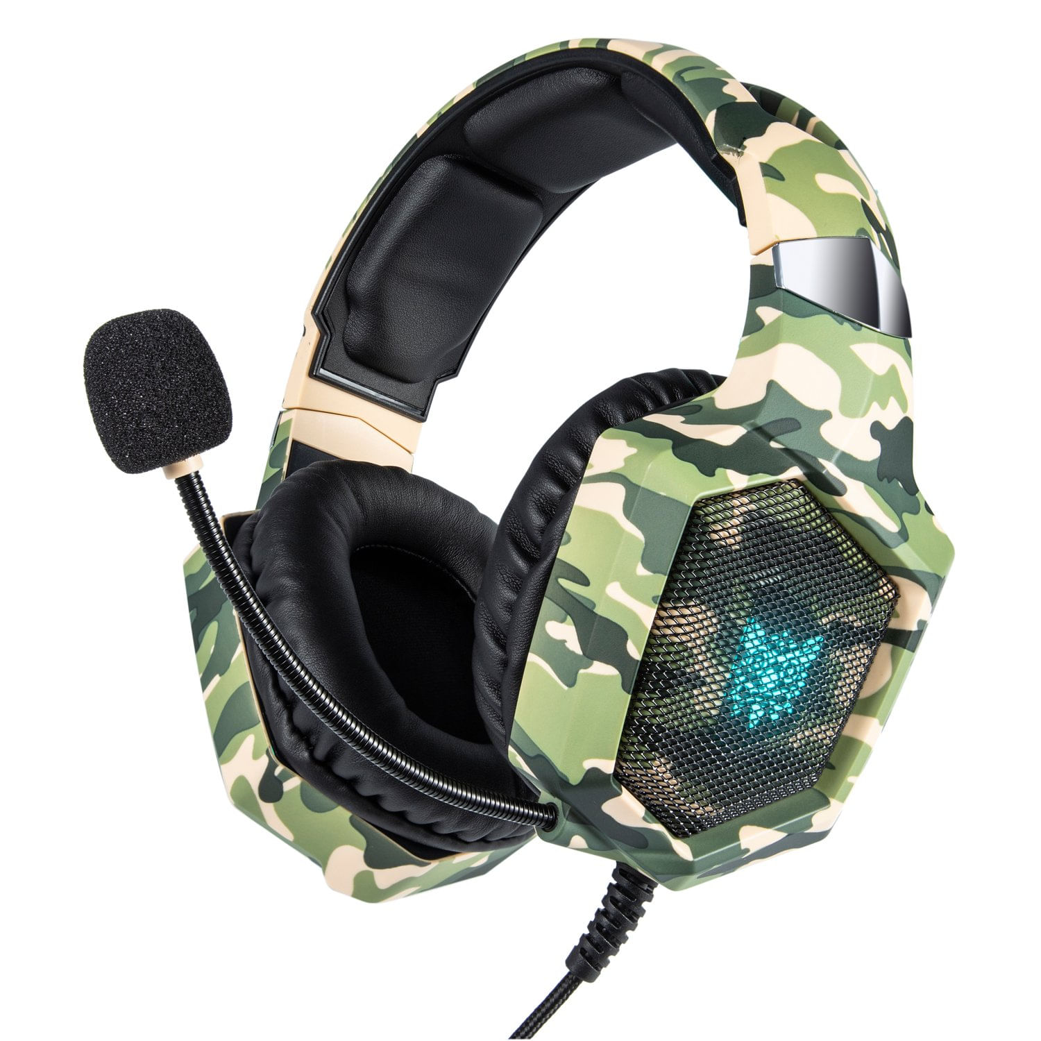 Miniatura Fone Ouvido Game Headset LED Onikuma K8 RGB Jogos Xbox Ps4 Camuflado Verde - Onikuma - K8