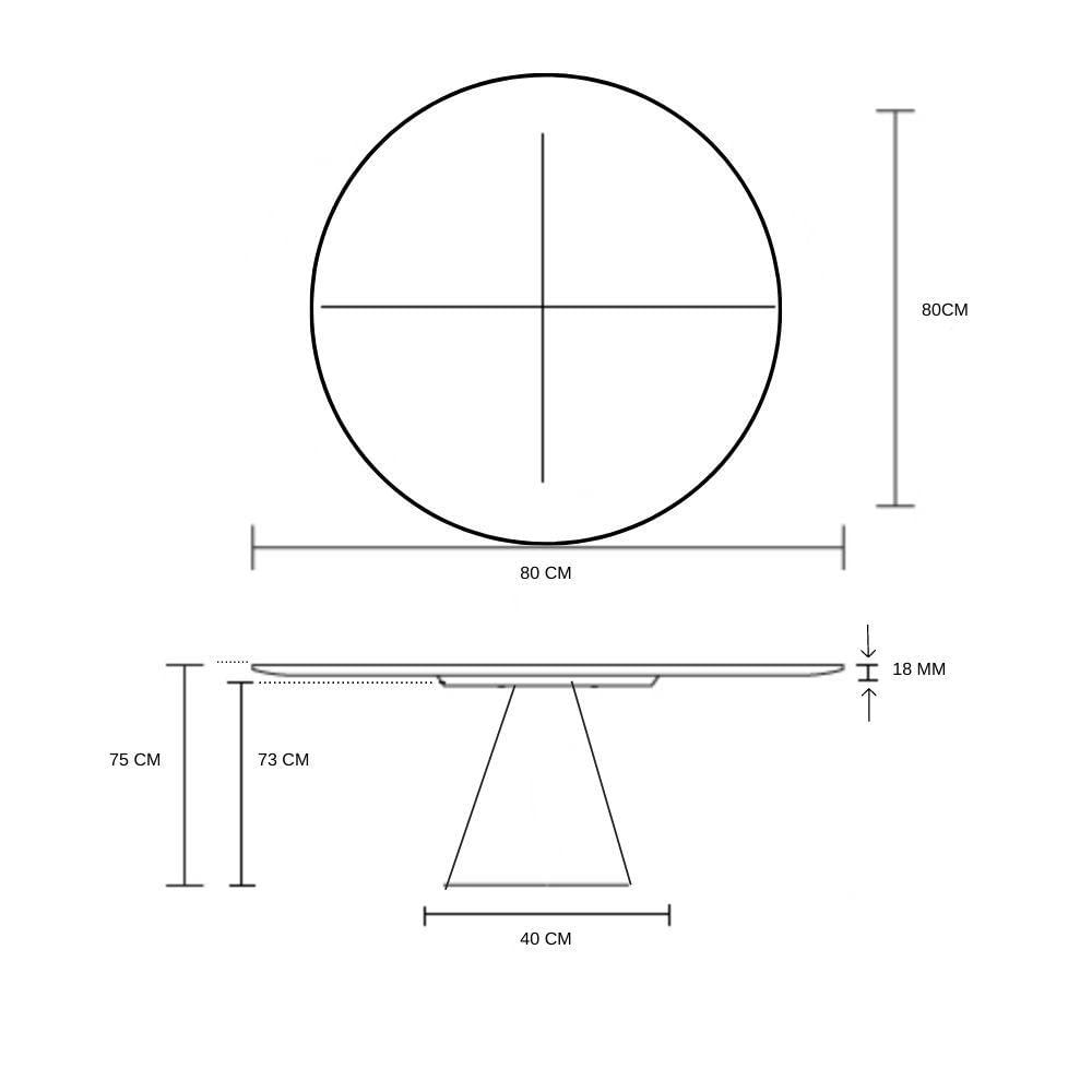 Miniatura Mesa De Jantar Cone 80 Cm Base Madeira Natural Mogno E Tampo Laqueado Cor Preto