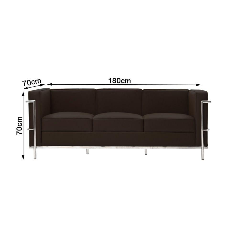 Miniatura Sofa Le Corbusier De 3 Lugares Cromado Em Sintético Marrom Cor Marrom