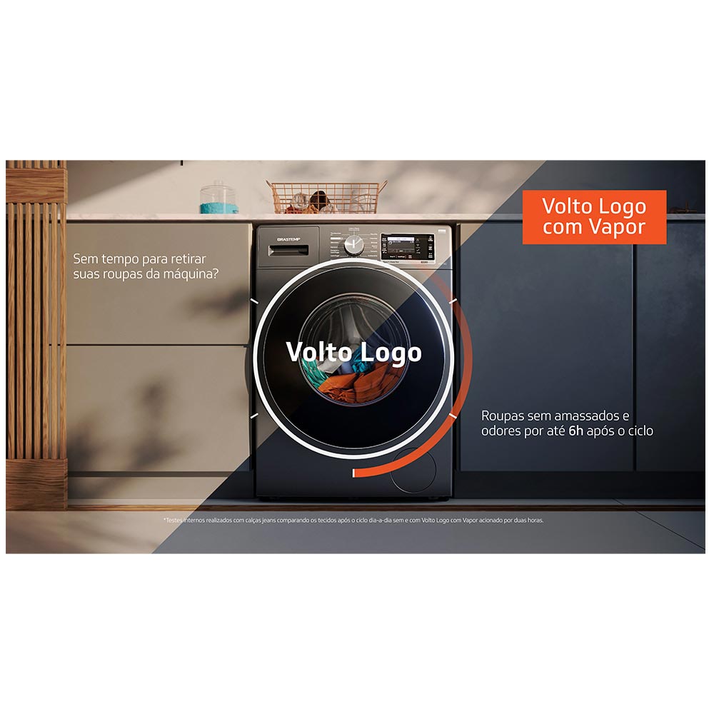Lava e Seca Brastemp 10kg/6kg Titanium Água Quente com Smart Sensor, Tira Manchas Pro e Motor Inverter - BNC10AS 110