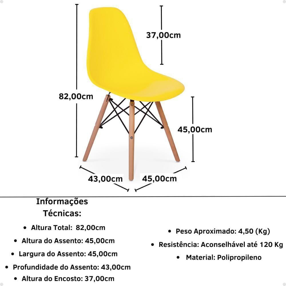 Miniatura Conjunto Mesa De Jantar Redonda Luana Amadeirada Preta 100cm Com 4 Cadeiras Eames Eiffel - Amarelo