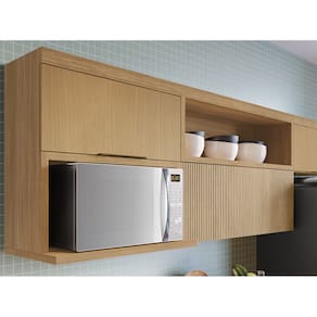 Miniatura Armário Aéreo para Micro-ondas Nesher Marquesa com 1 Porta Basculante e 1 Prateleira Nature - 80cm de Largura