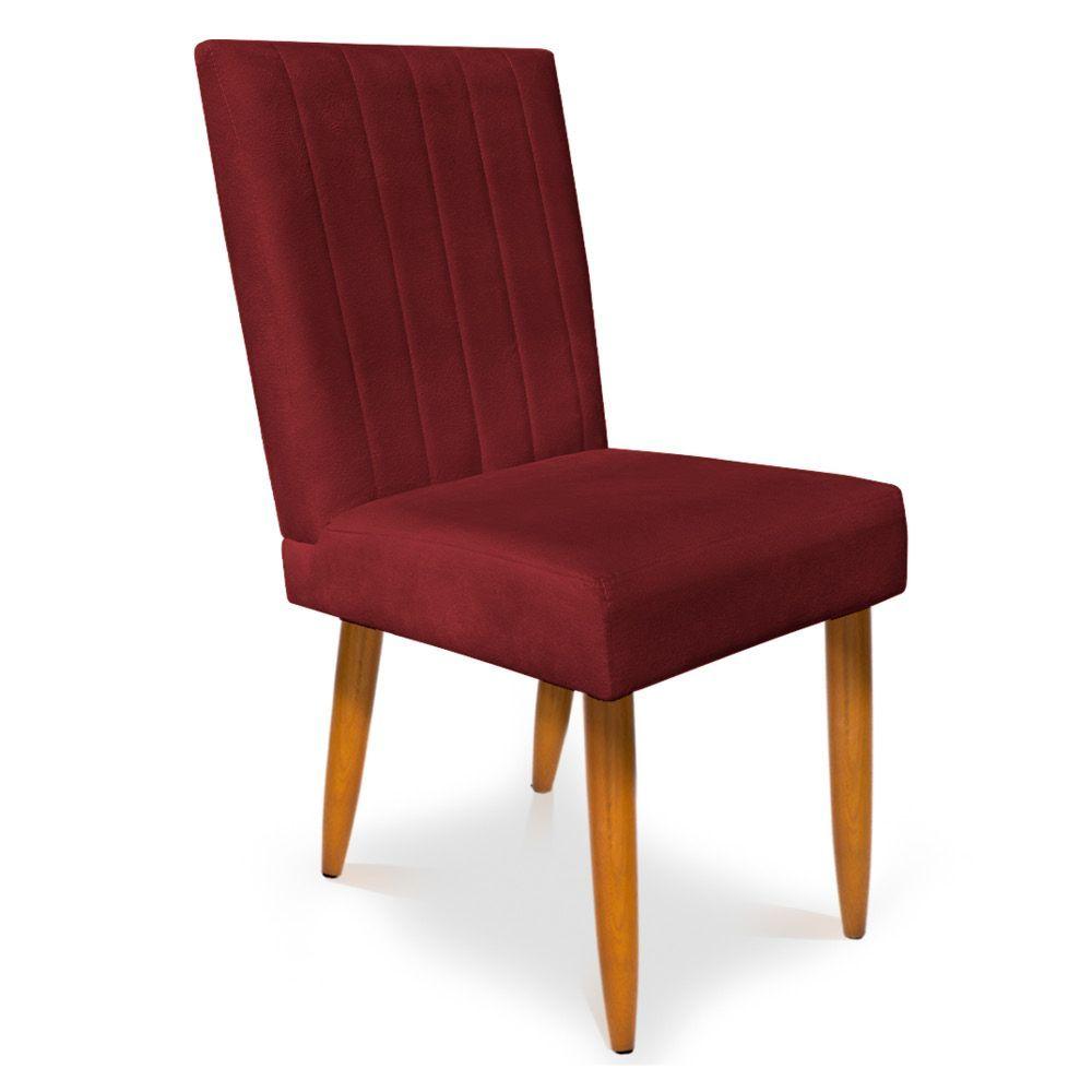 Kit 2 Cadeiras De Jantar Acapulco Suede Pés Palito Castanho - Pallazio Cor Vermelho