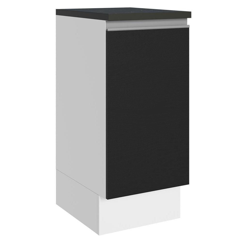 Miniatura Balcão Armário de Cozinha 100% MDF 35 cm 1 Porta Branco Preto Acordes Madesa Branco/Preto