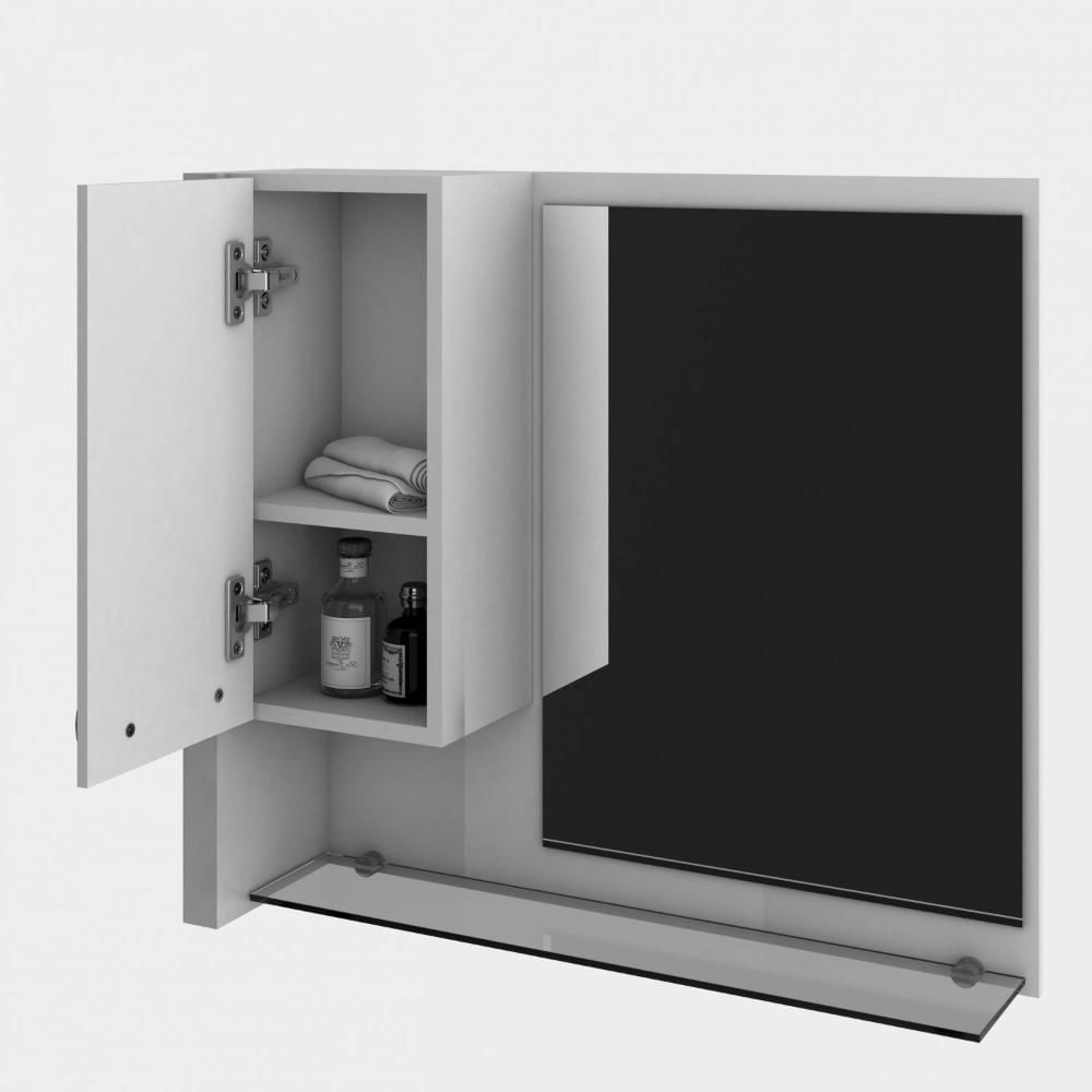Gabinete para Banheiro 1 Porta 2 Gavetas com Cuba Q35 e Espelheira Legno 650W Espresso Móveis Branco/Carvalho