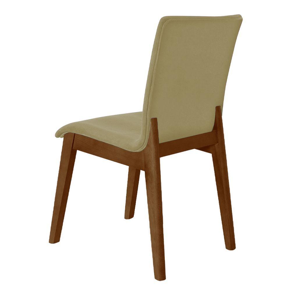 Miniatura Kit 4 Cadeiras De Jantar Diamante Estofadas Em Veludo Bege Base Madeira Maciça Imbuia Bege