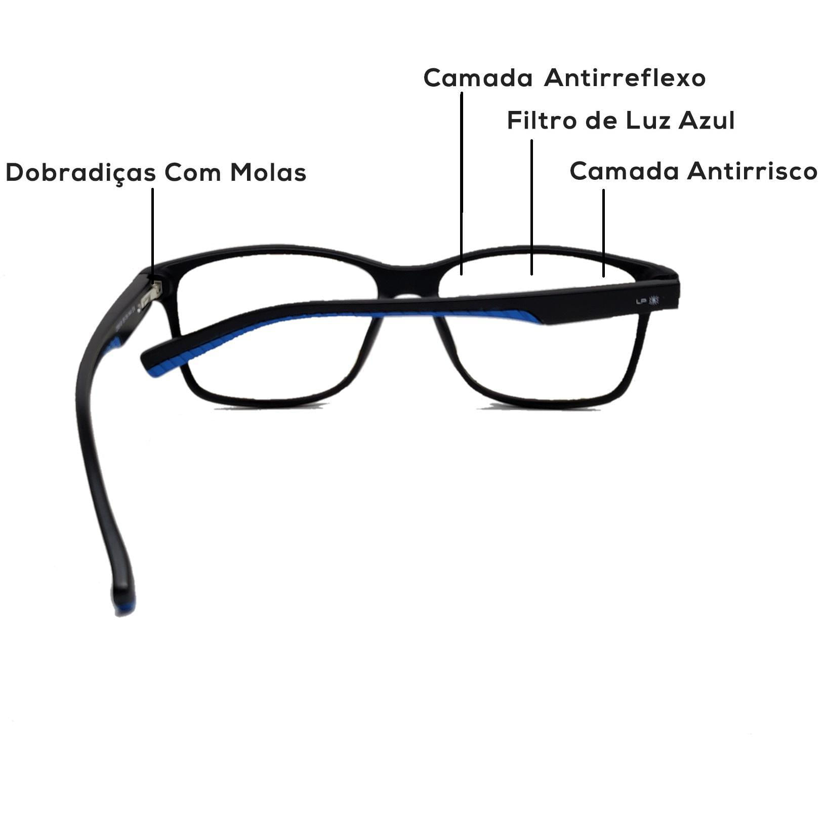 Miniatura Óculos Para Gamers Com Filtro De Luz Azul Lp Vision - Azul TR90 - azul - preto - Azul - Brasil - Anti fadiga e filtro de luz a. - Sem gênero - Acrílico