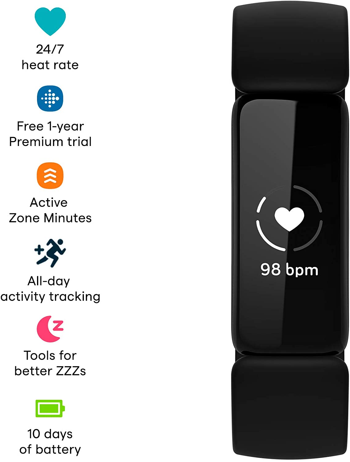 Miniatura Fitbit Inspire 2 Relógio SmartWatch para Esportes com GPS Integrado e Monitoramento Preto