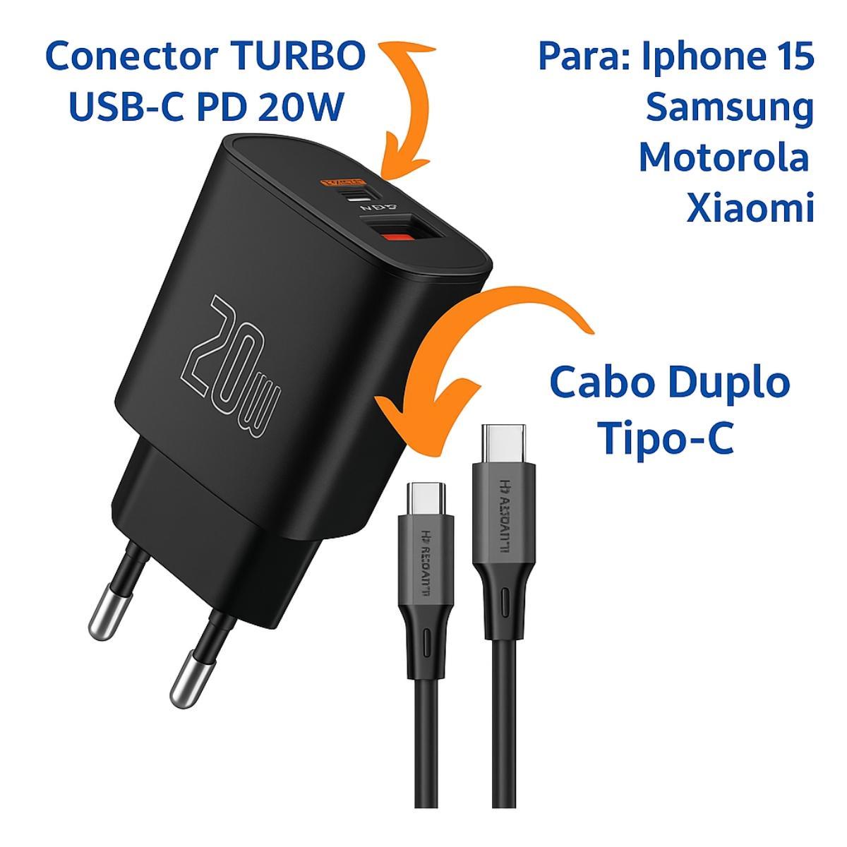 Miniatura Fonte Rápida Para Celular Tipo C - Cor Preta
