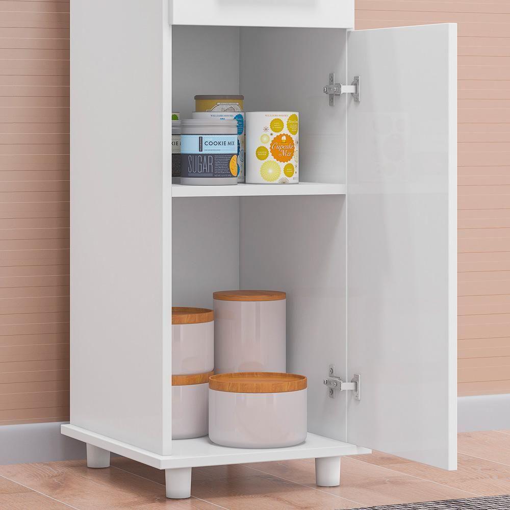 Balcão Simples 1 Porta 1 Gaveta Moema Bco/bco Uv