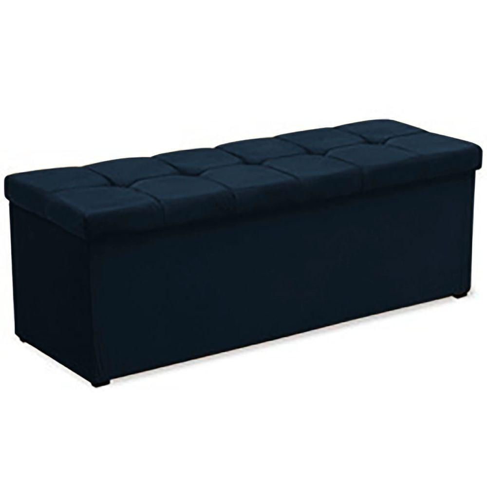 Miniatura Calçadeira Recamier Baú 190 Cm Poliana Suede Azul Marinho