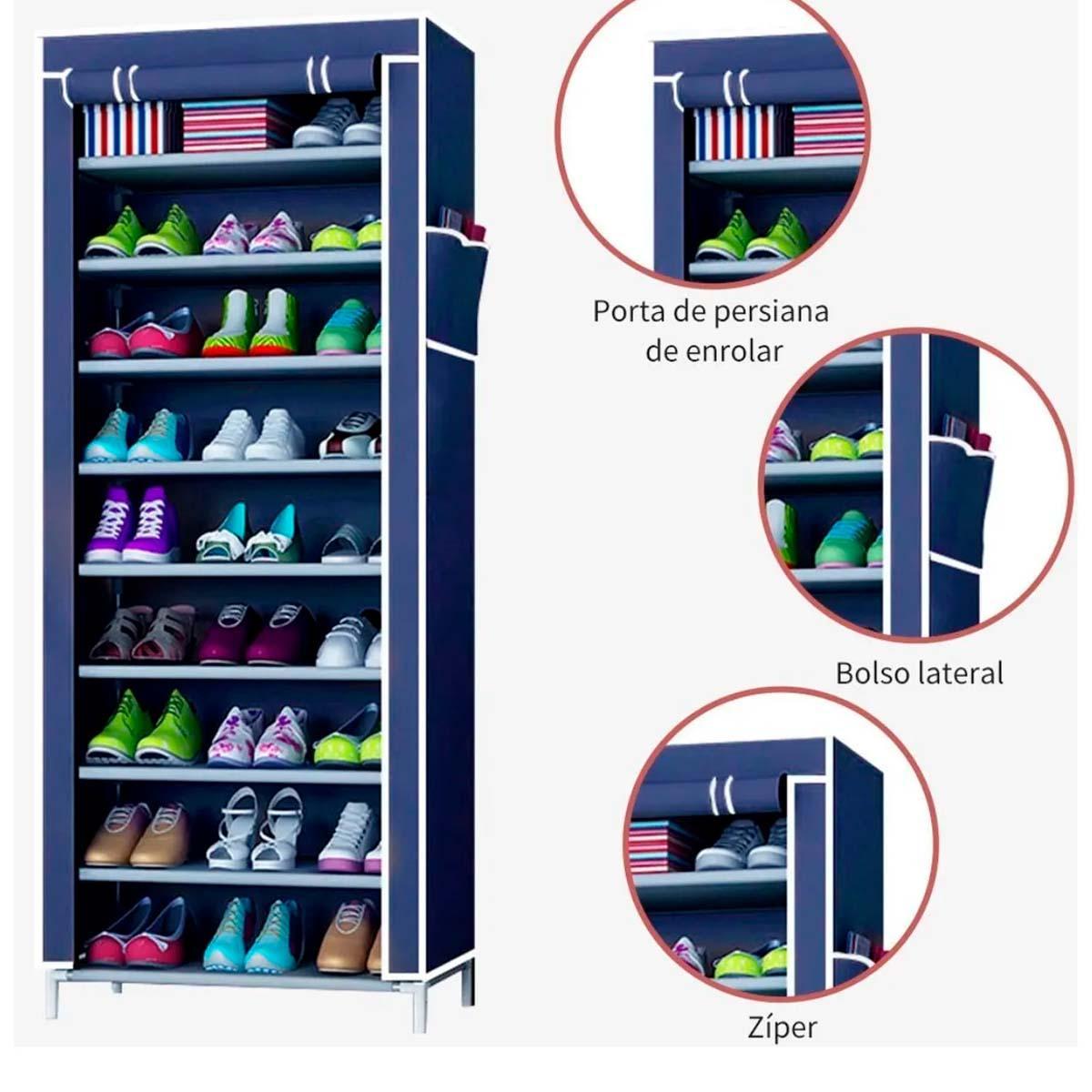 Miniatura Sapateira Organizadora 9 Prateleiras Multiuso Sapatos Azul