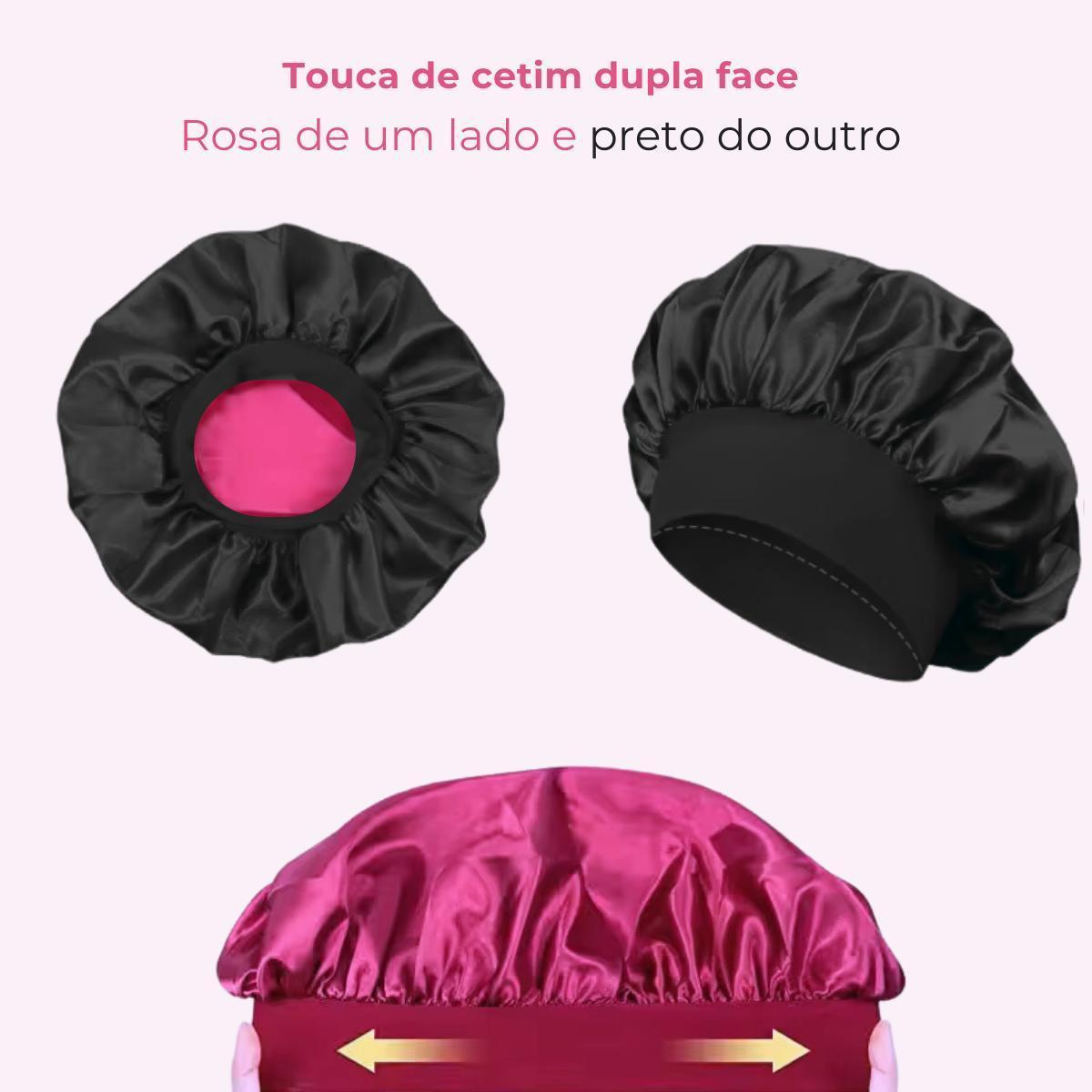Miniatura Kit Touca De Cetim Dupla Face Big Com Modelador De Cetim