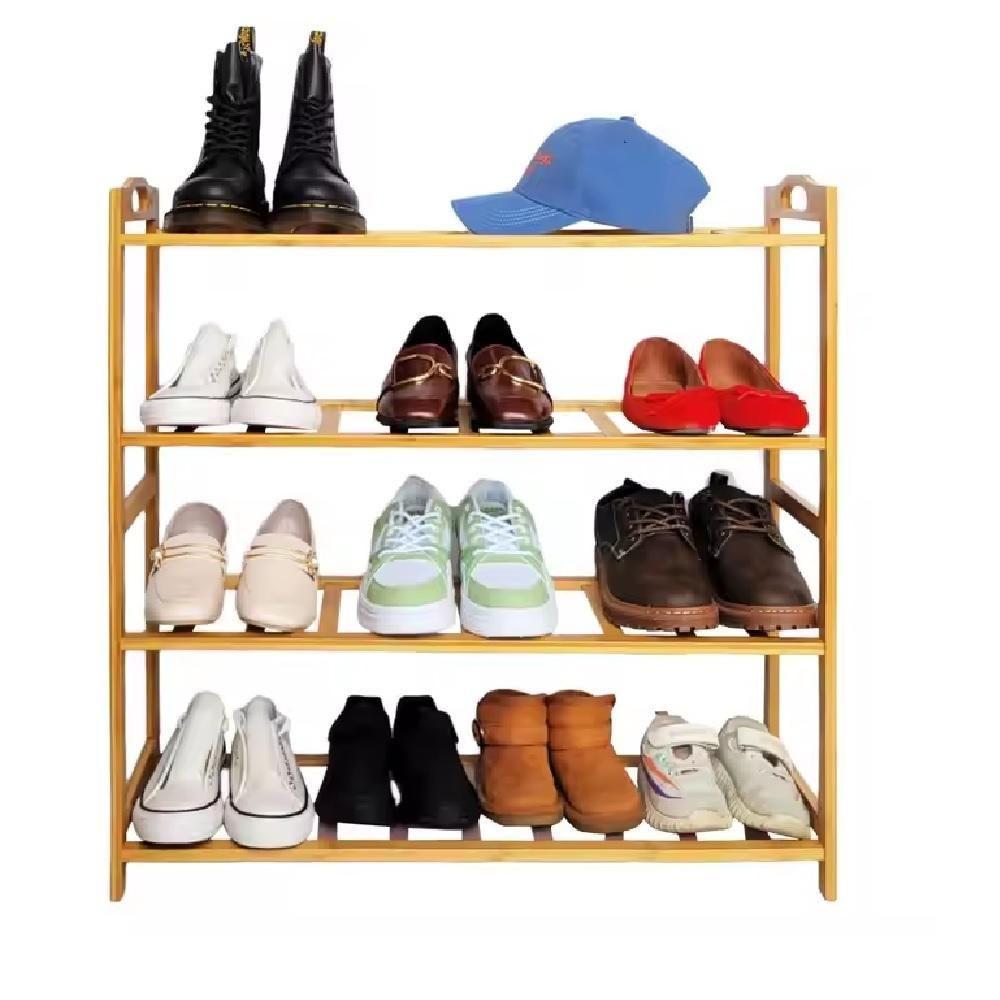 Miniatura Sapateira De Bambu 24 Sapatos Com 4 Prateleiras 12 Pares Organizador De Casa E Sapatos Ecologico Em Madeira Desmontavel