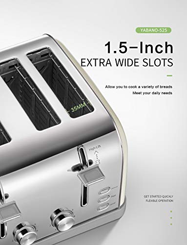 Miniatura Torradeira Elétrica Yabano 4 Fatias Bandeja Removível Aço Inoxidável Prata 110V