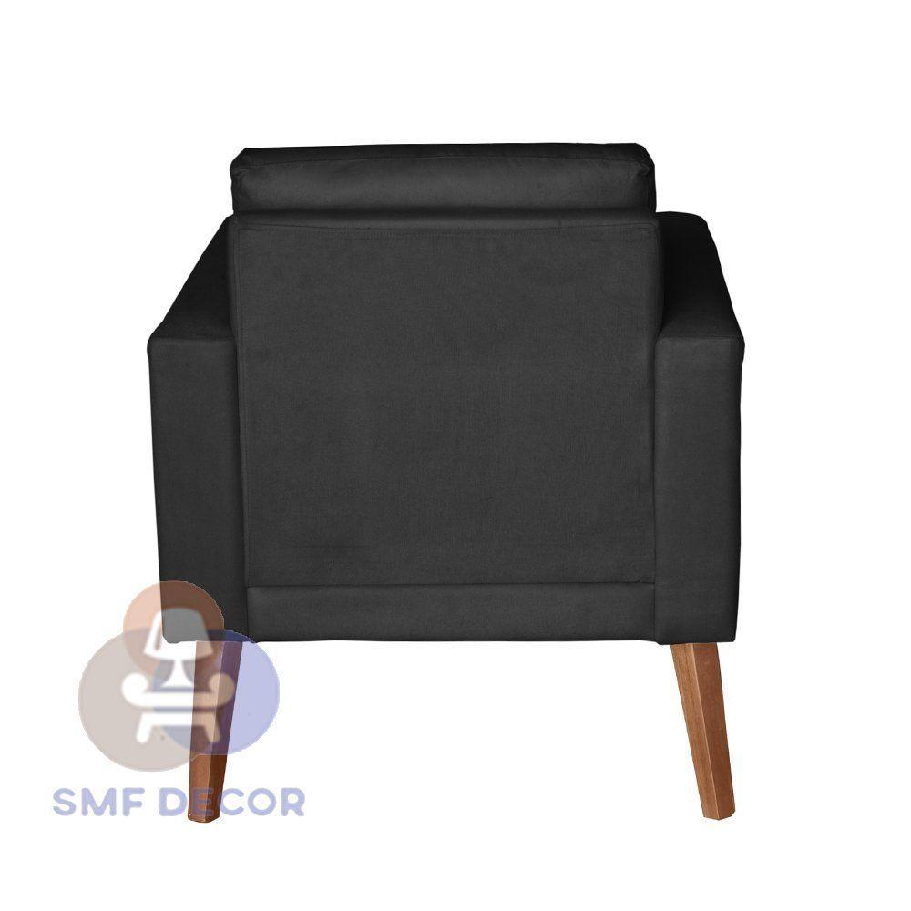 Miniatura Sofá-poltrona-cadeira Decorativa Glamour Dubai Com Pés Em Madeira Preto