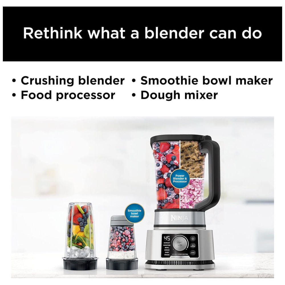 Miniatura Liquidificador Ninja Foodi Power Blender Processor System com Fabricante de Smoothie Bowls e Extrator de Nutrientes, Edição Canadense,