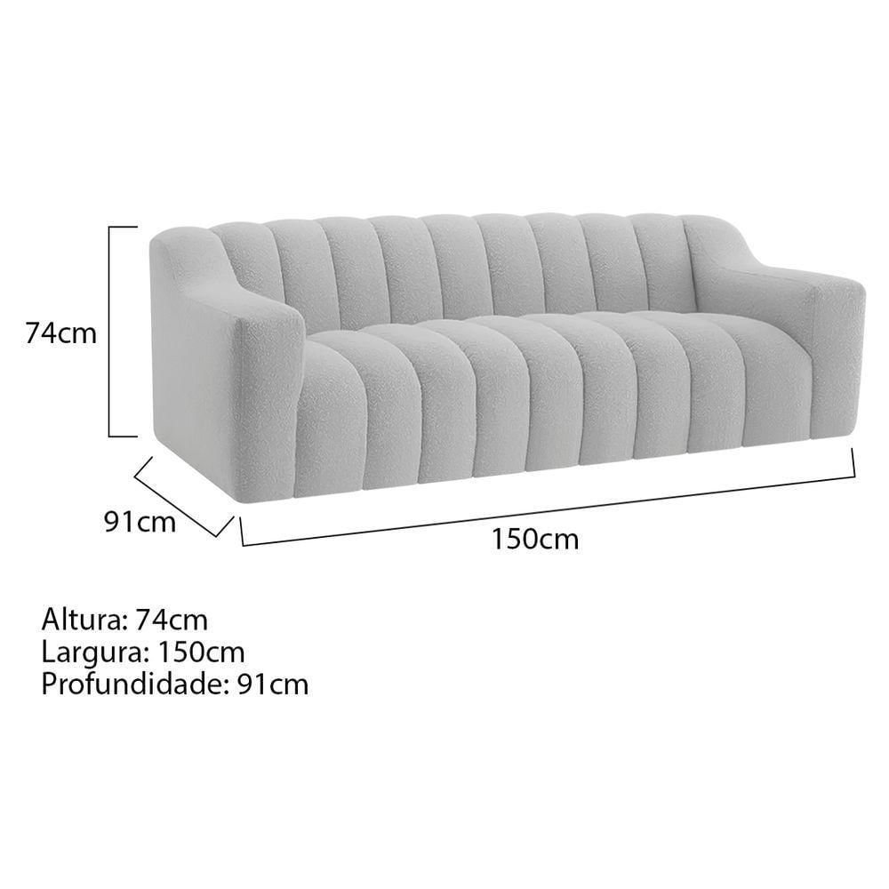 Miniatura Kit 1 Sofá 150cm 2 Poltrona Luxo Recepção Sala Elegance Linho Cinza Claro