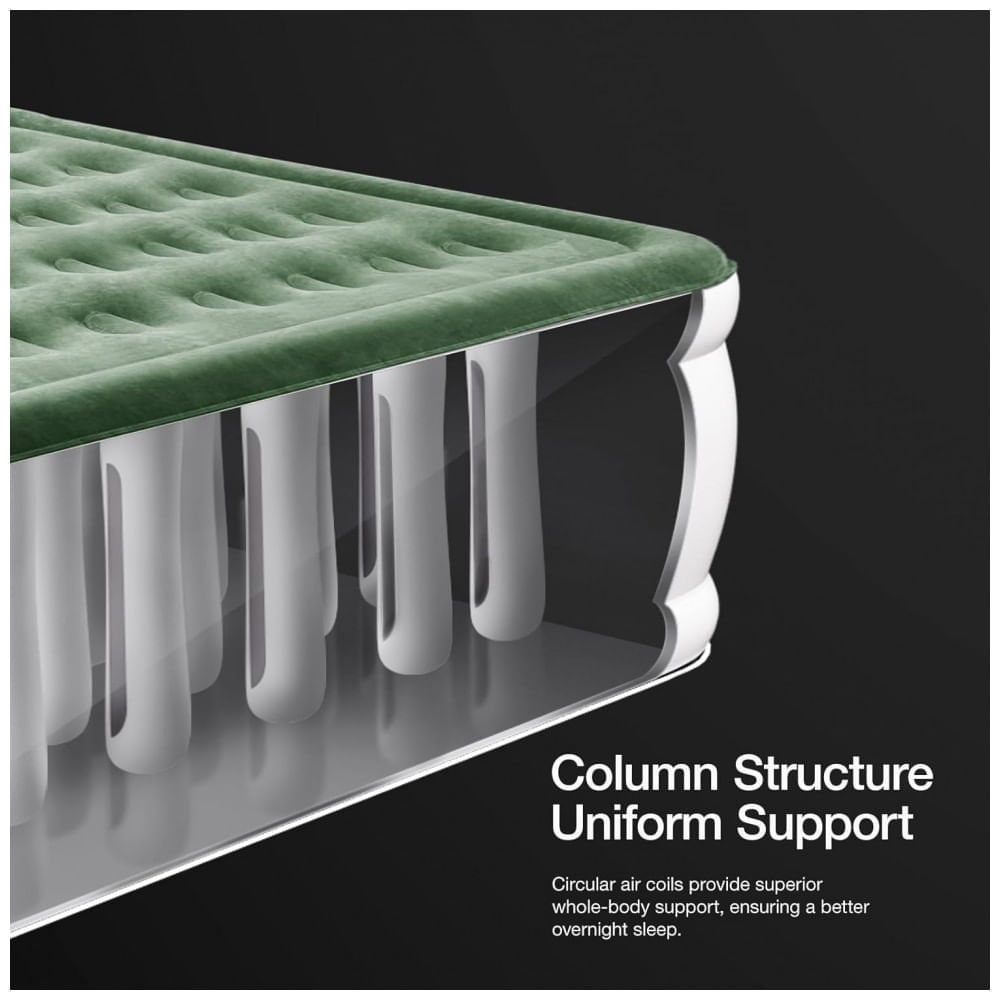 Miniatura Colchão Inflável Solteiro com Bomba Embutida, Para até 300KG, Zearna, Verde