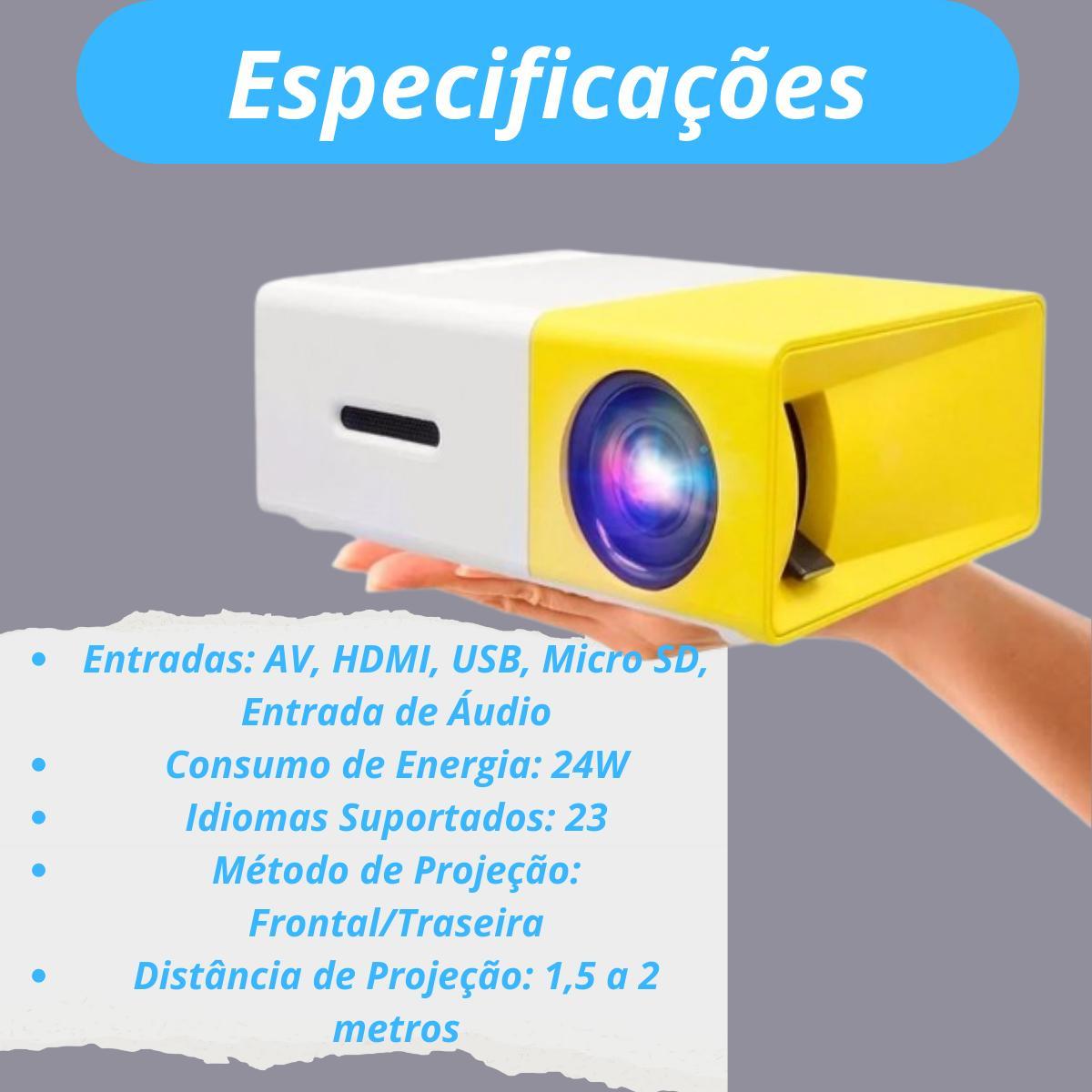 Miniatura Mini Projetor Led 1080P 600 Lúmens Portátil Yg-300 Lcd