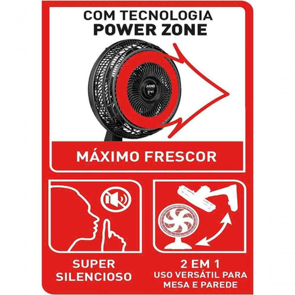 Kit 2 Ventilador Arno Turbo Force Silencio 2 Em 1 Preto 220V
