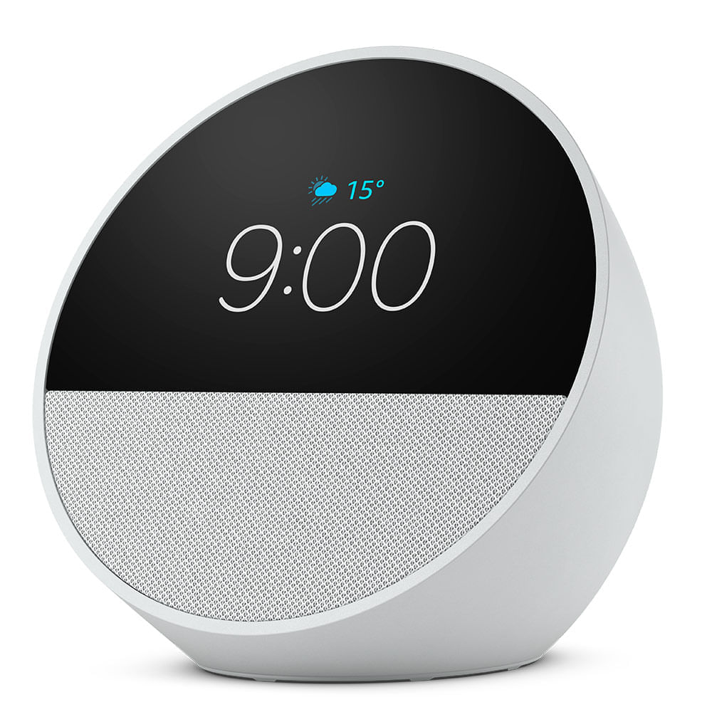 Miniatura Echo Spot (2024) com Alexa Despertador Inteligente com Som Vibrante e Alexa Branca - Amazon Bivolt