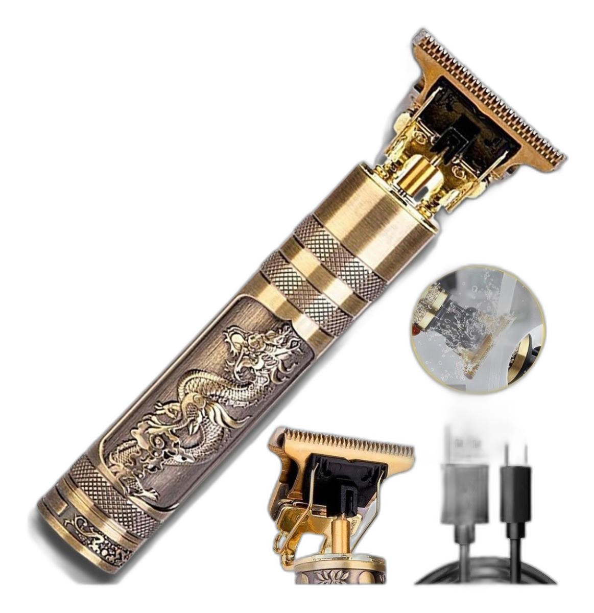 Miniatura Máquina de Cortar Cabelo e Barba USB - Buda Dourado