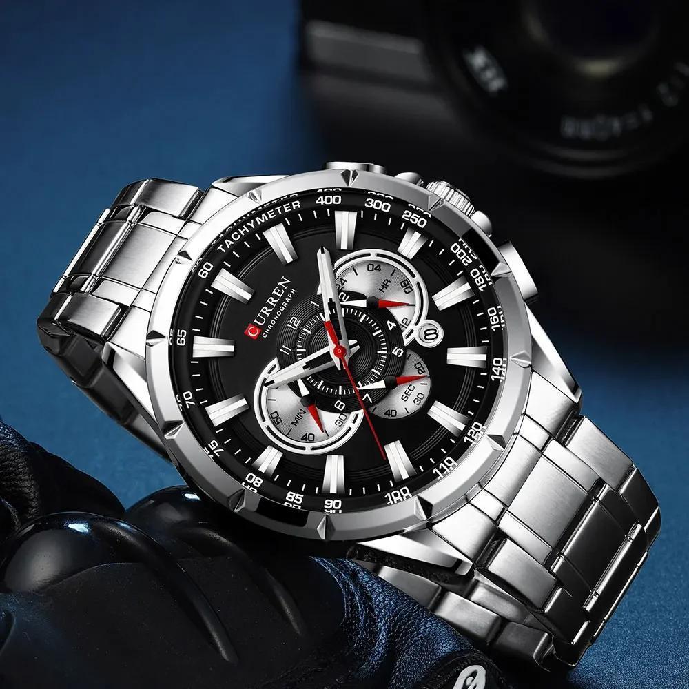 Miniatura Relógio Pulso Masculino Curren 8363 Aço Inox Casual