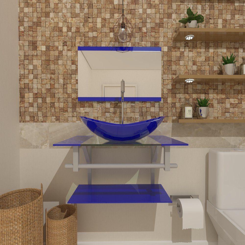 Miniatura Gabinete de Vidro Sérvia 60cm Ac Azul Escuro Ek