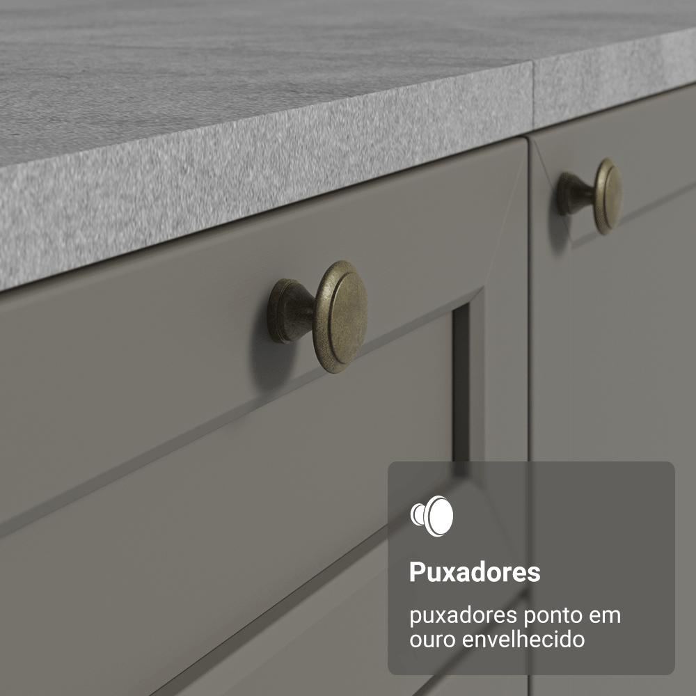 Kit com 2 Balcões de Cozinha 3 Gavetas 4 Portas (Sem Tampo e Pia) Branco/Cinza Vik Madesa 01 Branco/Cinza