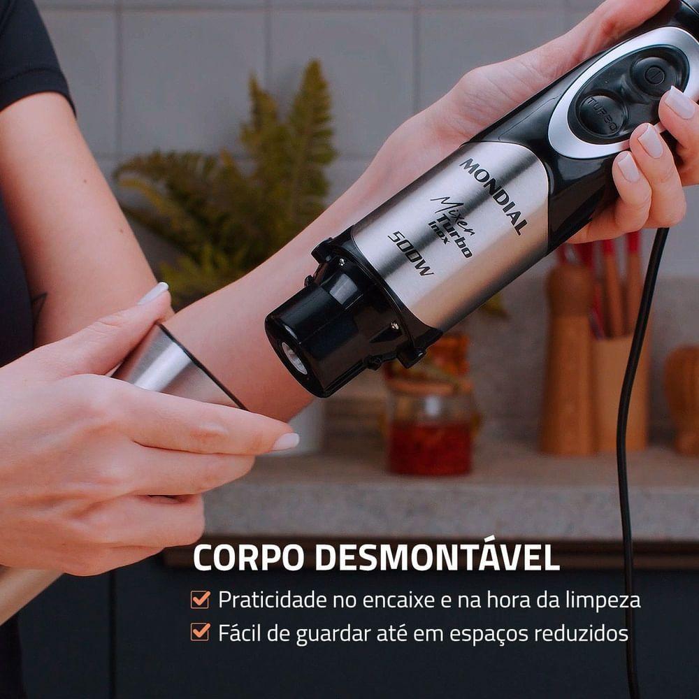 Miniatura Mixer Turbo Inox Mondial Preto Inox 500W M-16-BI Mixer Turbo Inox Mondial