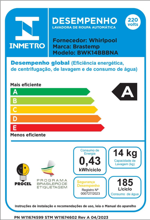 Máquina de Lavar Brastemp 14Kg Branca com Ciclo Tira Manchas Advanced e Smart Sensor - BWK14BB 220v