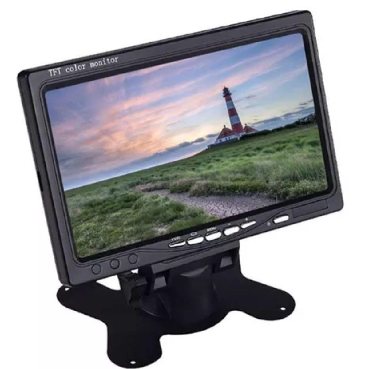 Miniatura Monitor Digital Lcd 7' P/Cftv, 12V, Colorido Hdmi, Vga, Av