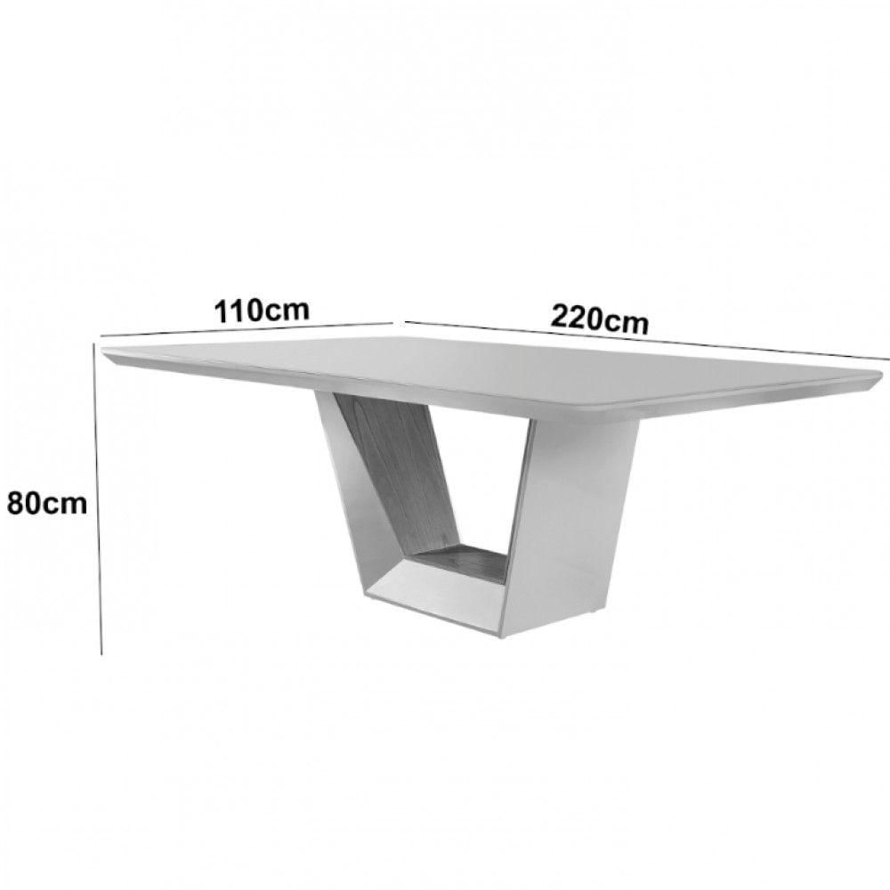 Miniatura Mesa Para Sala De Jantar Rubi 220cm Moderna Mobília Champanhe Com Off White-cinamomo Imbuia