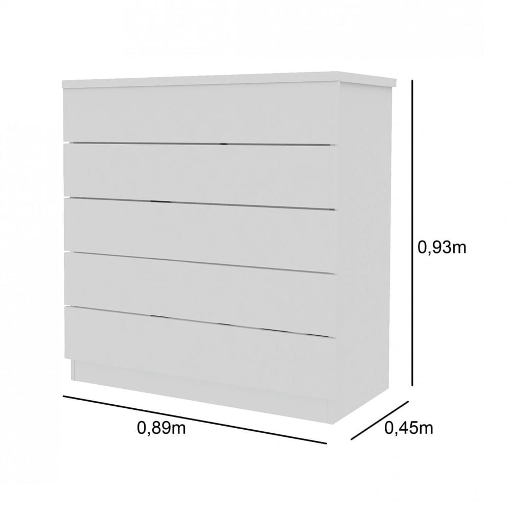 Miniatura Cômoda 5 Gavetas Premium Tcil Móveis Branco