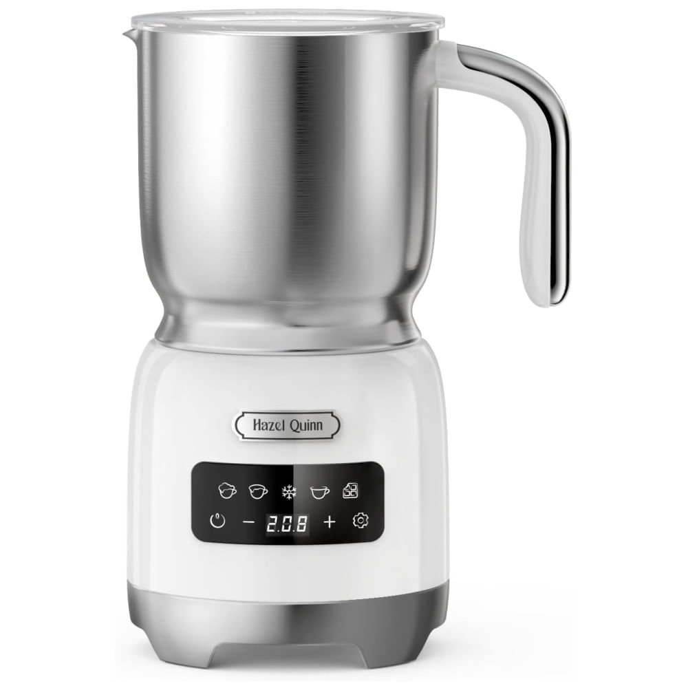 Miniatura Hazel Quinn Espumador de leite: 5 Funções, Espumador Variável de Temperatura para Espessura, 400ml para Café Latte Quente e Gelado,Pérola Branca