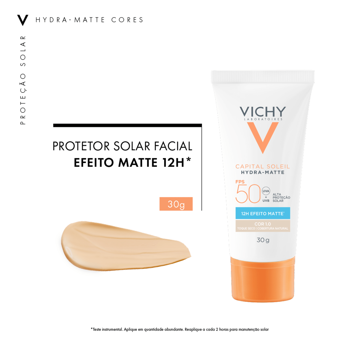 Vichy Capital Soleil Hydra-Matte FPS 50 Cor 1.0 - Protetor Solar 30g