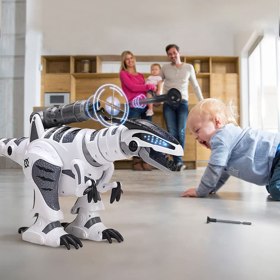 Miniatura Dinossauro Robô Interativo Dollox Programável com Controle Remoto para Crianças de 3 a 10 Anos