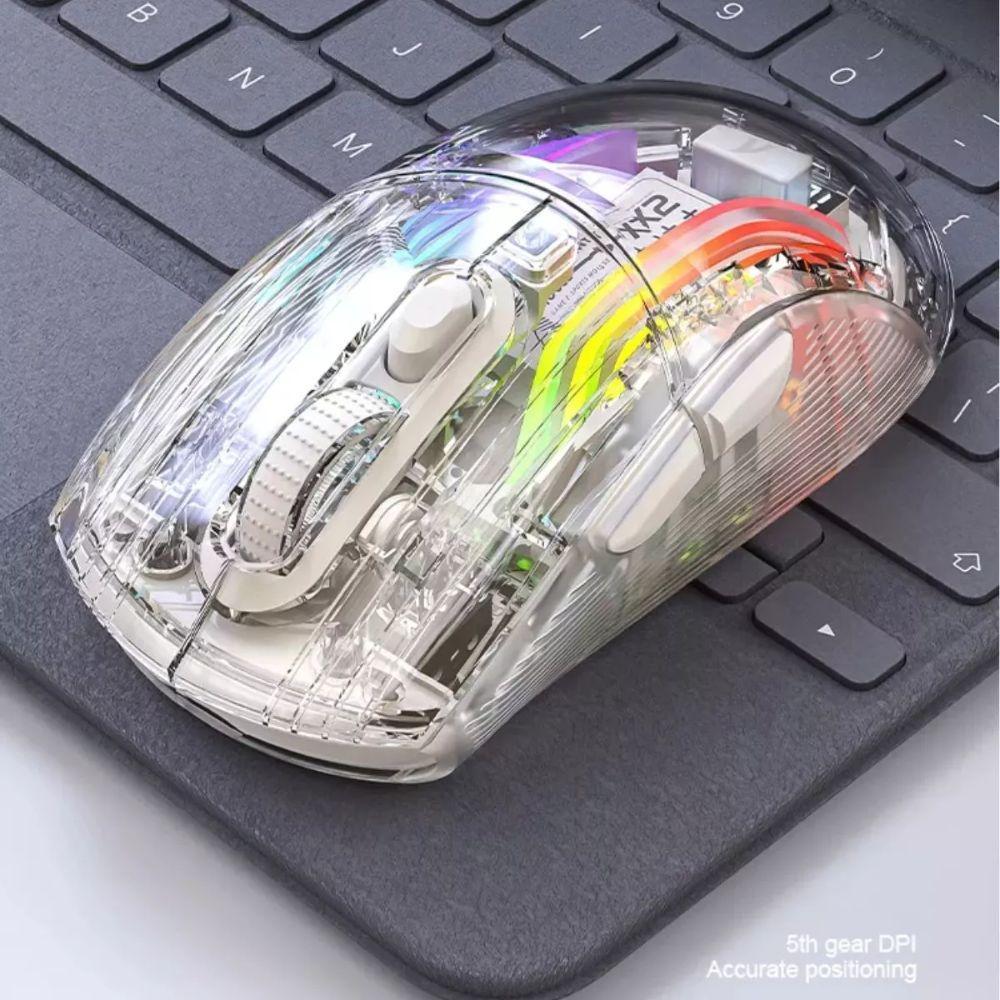 Miniatura Mouse Attack Shark X2 Pro Rgb Tri-Modo Branco Transparente