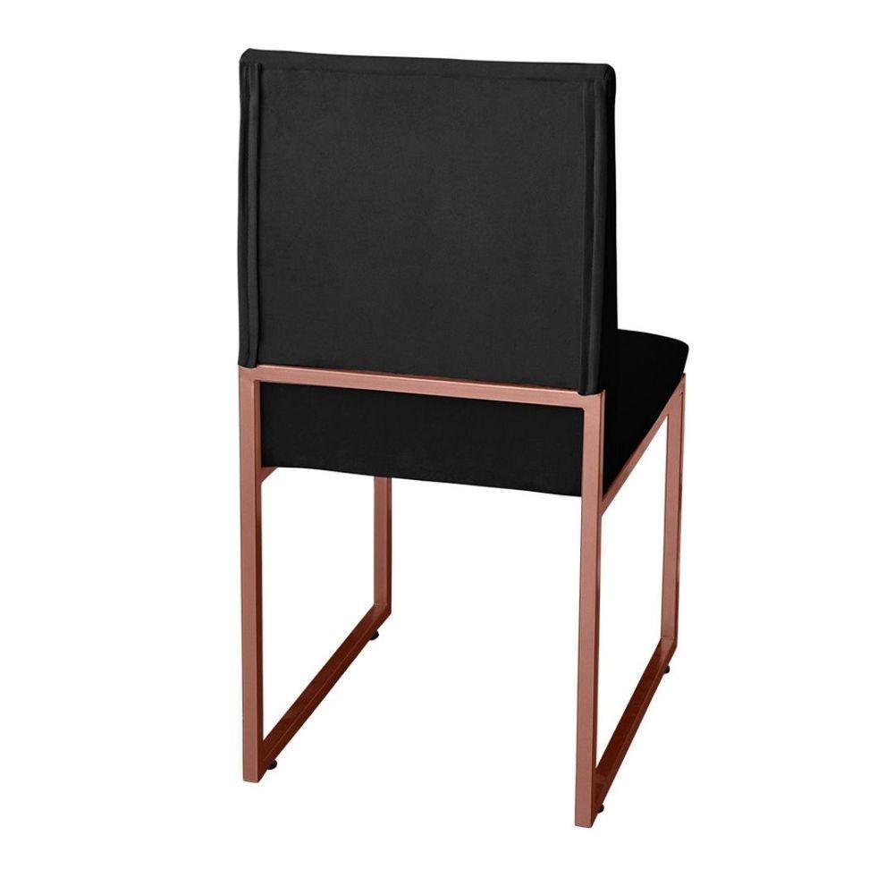 Miniatura Cadeira De Jantar Escritorio Industrial Garden Ferro Bronze Suede Preto