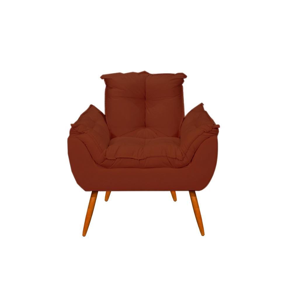 Miniatura Kit 2 Poltronas Luxo + 01 Puff Para Recepção Sala Quarto Terracota