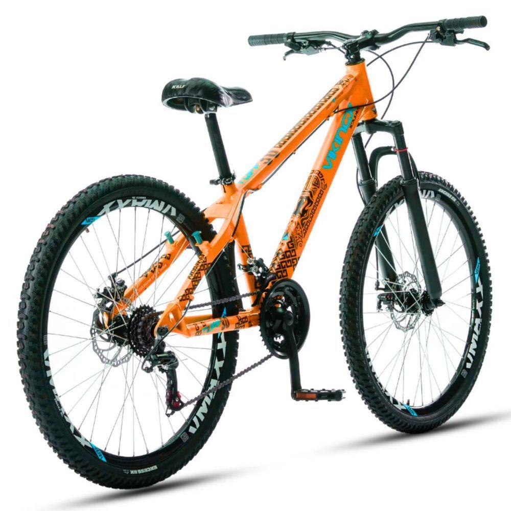 Miniatura Bicicleta Vikingx Tuff 30 Aro 26 21v Shimano Freio A Disco Suspensão Dianteira Alumínio Laranja 13