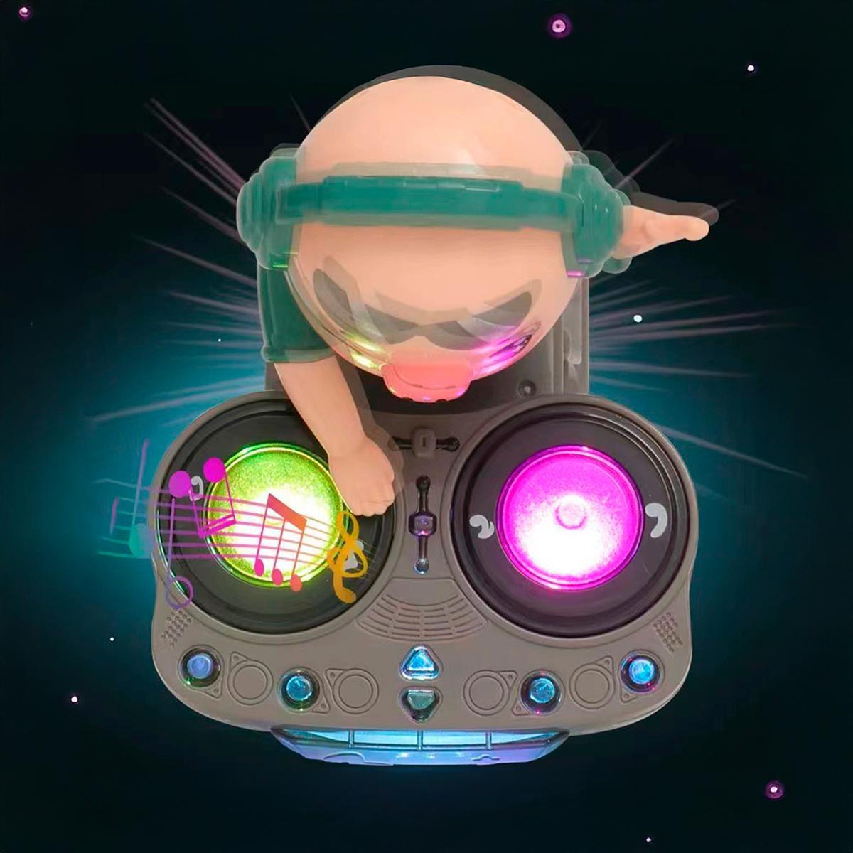 Miniatura Dj Porquinho Dançante Luz Som Brinquedo Robô Criança