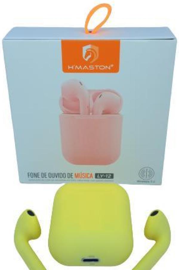 Miniatura Fone De Ouvido Sem Fio I12 Tws Bluetooth Com Touch - Amarelo
