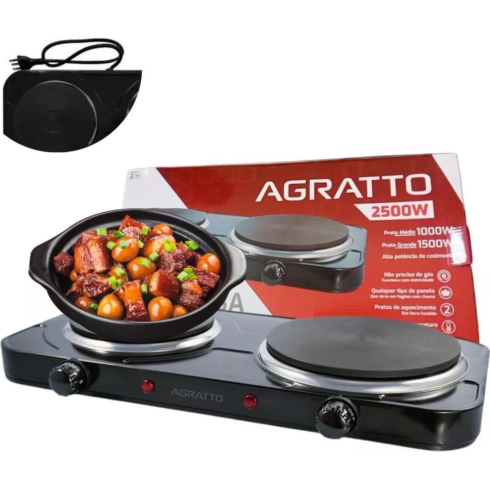 Fogão Elétrico de Mesa 2 Pratos 2500W FMP02 Preto Agratto 220V
