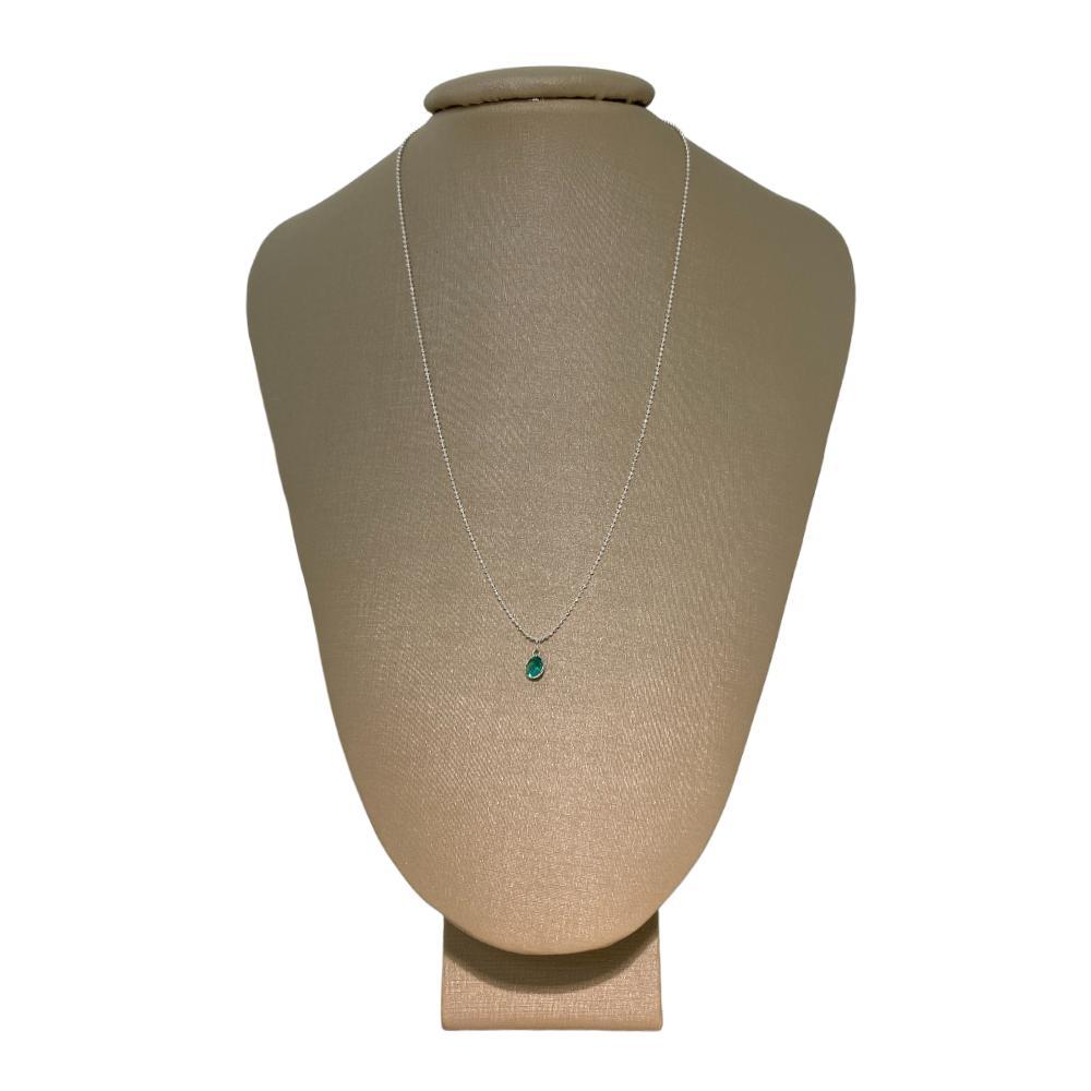 Miniatura Colar Diamantado Prata 925 Zircônia Cor Esmeralda P. Vecchio