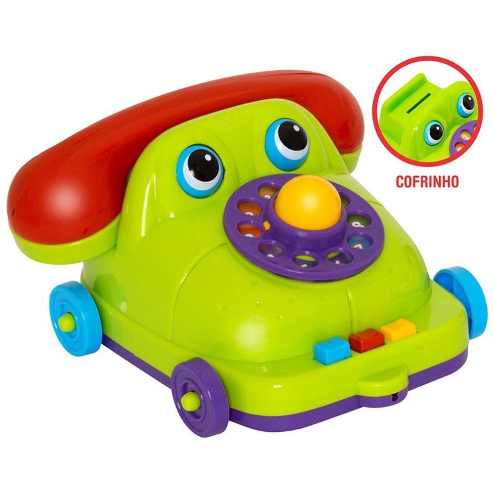 Miniatura Telefone Infantil Brinquedo Educativo Para Bebe Com Cofrinho Cor:branco